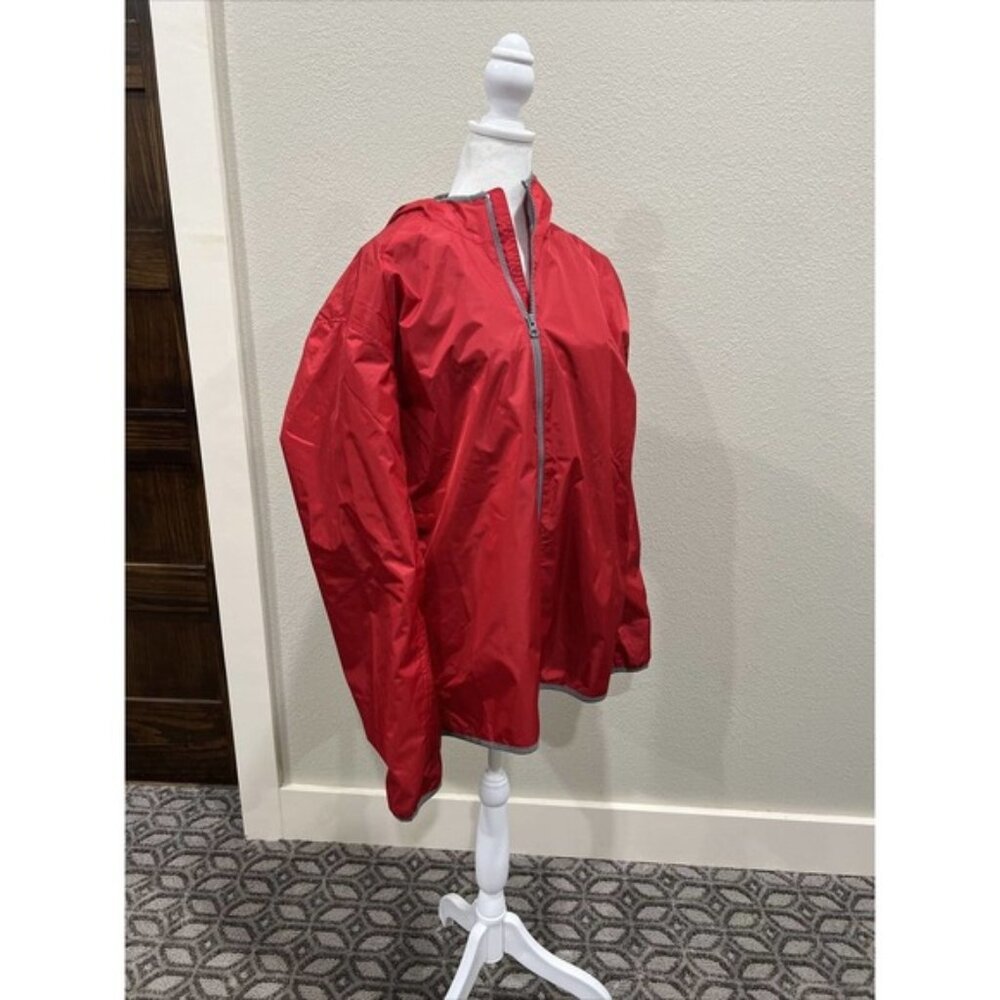 Lands’ End Raincoat Men’s Large 42–44 Red Full Zip Hooded Pockets